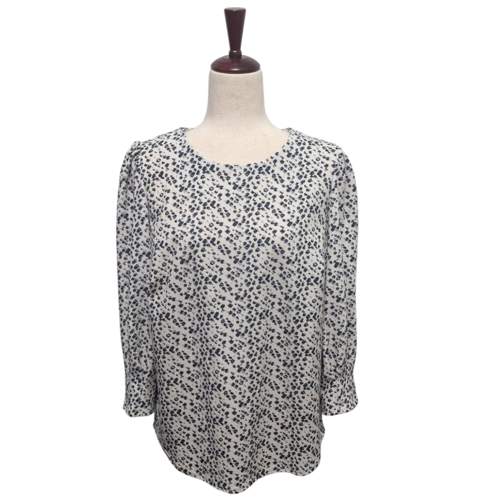 Melloday 3/4 Sleeve Polka Dot Animal Print Blouse Size Medium